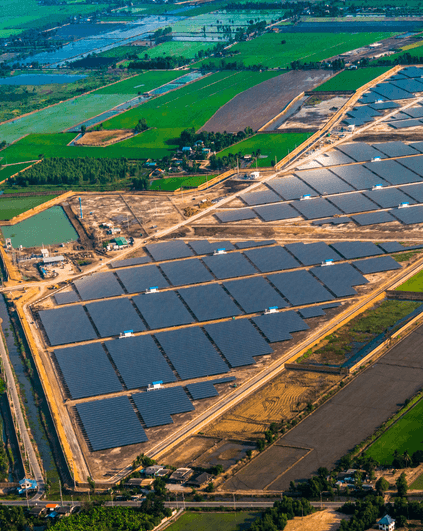 Solar farm aerial view