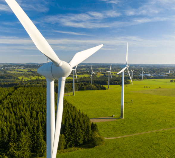 Aerial wind farm fields