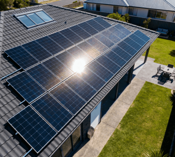Modern home with solar roof