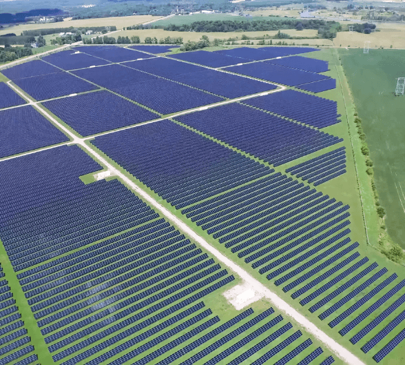 Utility-scale solar farm aerial